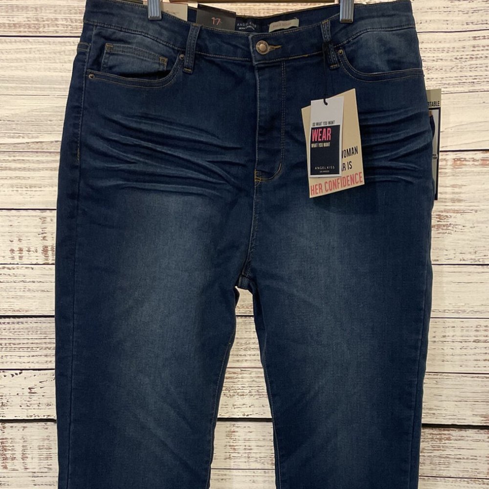 NWT Juniors Angel Kiss LA Hi Rise Skinny Jeans Medium Wash Sz 17